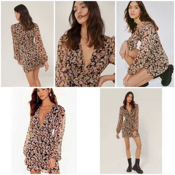 Nasty Gal Nothing Bud Love Button Front Floral Mini Dress - Picture 3 of 10